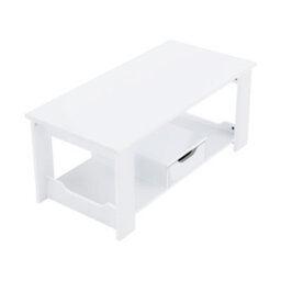 Living And Home White Wooden 1 Drawer Coffee Table W 100 Cm X D 48 Cm X H 42 Cm - thumbnail 5