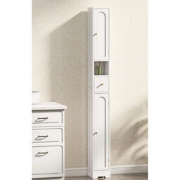Tall Bathroom Cabinet Slim Storage Unit Narrow Floor Cupboard - thumbnail 3