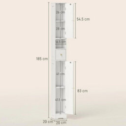 Tall Bathroom Cabinet Slim Storage Unit Narrow Floor Cupboard - thumbnail 2