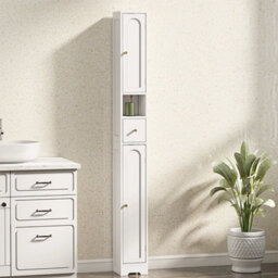 Tall Bathroom Cabinet Slim Storage Unit Narrow Floor Cupboard - thumbnail 4