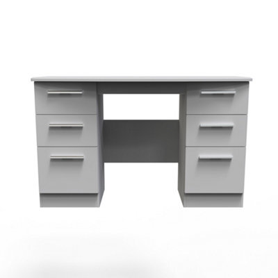 Harrow Double Pedestal Desk In Grey Matt (Ready Assembled) - image 1