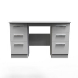 Harrow Double Pedestal Desk In Grey Matt (Ready Assembled) - thumbnail 1