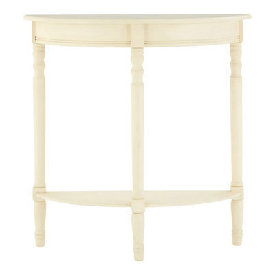 Orsina White Rounded Console Table For Hallway, Pine Wood Wood Table For Home And Office Décor - image 1