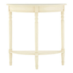 Orsina White Rounded Console Table For Hallway, Pine Wood Wood Table For Home And Office Décor - thumbnail 8