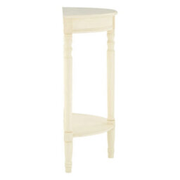 Orsina White Rounded Console Table For Hallway, Pine Wood Wood Table For Home And Office Décor - thumbnail 3