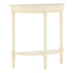 Orsina White Rounded Console Table For Hallway, Pine Wood Wood Table For Home And Office Décor - thumbnail 2