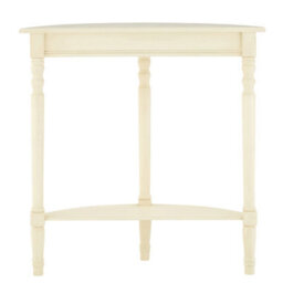 Orsina White Rounded Console Table For Hallway, Pine Wood Wood Table For Home And Office Décor - thumbnail 4