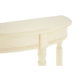 Orsina White Rounded Console Table For Hallway, Pine Wood Wood Table For Home And Office Décor - thumbnail 6