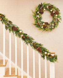 WeRChristmas 9 Ft Pre-Lit Mixed-Foliage Artificial Christmas Garland With Berries And Pinecones, 50 Warm White Leds - thumbnail 3