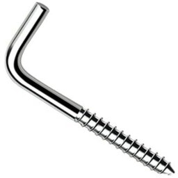 SS8 L Hook Screws 45mm X 4.0mm ( Pack Of: 50 ) Heavy Duty Square Cup Hooks For Hanging, Metal Screw In Wall Hangers Outdoor Mounting - thumbnail 1