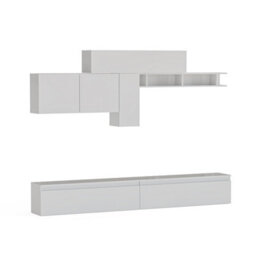 Decorotika Lagos Moduler Modern Tv Unit Wall Mount Floating Media Console High Gloss White - thumbnail 4