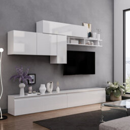Decorotika Lagos Moduler Modern Tv Unit Wall Mount Floating Media Console High Gloss White - thumbnail 2