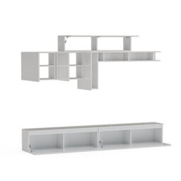 Decorotika Lagos Moduler Modern Tv Unit Wall Mount Floating Media Console High Gloss White - thumbnail 5