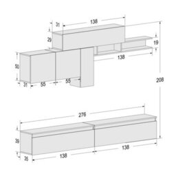 Decorotika Lagos Moduler Modern Tv Unit Wall Mount Floating Media Console High Gloss White - thumbnail 6