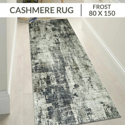 Ameha Grey Abstract Pattern Rug Hallway Kitchen Area 80X150 Cm Non Slip Runner Frost Cashmere Rugs - image 1