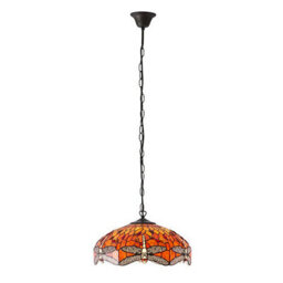 Luminosa Lighting Luminosa Dragonfly Tiffany 3 Light Medium Ceiling Pendant Bronze, Red - thumbnail 2