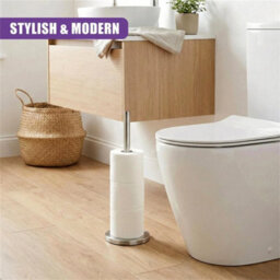 Stainless Steel Freestanding Toilet Roll Holder Storage Stand Bathroom Organiser - thumbnail 6