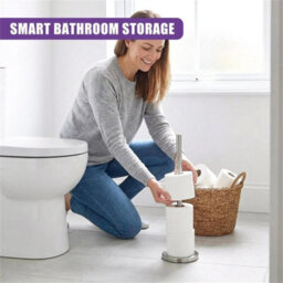 Stainless Steel Freestanding Toilet Roll Holder Storage Stand Bathroom Organiser - thumbnail 5