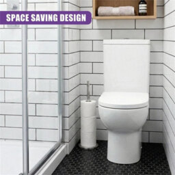 Stainless Steel Freestanding Toilet Roll Holder Storage Stand Bathroom Organiser - thumbnail 4