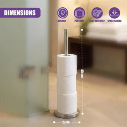 Stainless Steel Freestanding Toilet Roll Holder Storage Stand Bathroom Organiser - thumbnail 2