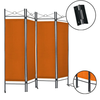 D Pro T Homeware Folding Room Divider Orange 4-Panel Privacy Screen & Wall Partition Separator - image 1