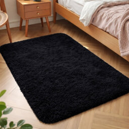 Aspire Homeware Non-Slip Black Shaggy Rug Soft Fluffy Washable Doormat, (L)80Cm X (W)50Cm - thumbnail 6