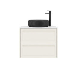 Royal Bathrooms Royal Bathroom Elmore 700mm Classic White Wall Mounted Bathroom Vanity Unit 2 Drawer Plain White Worktop With Milan Black Basin - thumbnail 7