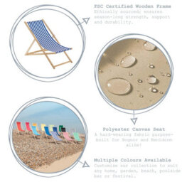 Harbour Housewares Folding Wooden Beach Deck Chairs - Natural - Pack Of 2 - thumbnail 2