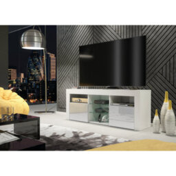 Tv Unit 145Cm Modern White With High Gloss Grey Doors - Creative Furniture - thumbnail 3