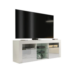 Tv Unit 145Cm Modern White With High Gloss Grey Doors - Creative Furniture - thumbnail 6
