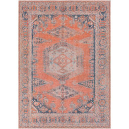 Livabliss Colin-Washable Orange Blue Brown Traditionnal Vintage Boho Living Dining Rug 120 X 170 Cm Easy Care, Non Shedding - thumbnail 1