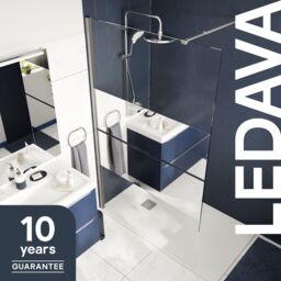 GoodHome Ledava Gloss Chrome Effect Textured Striped Pattern Walk-In Wet Room Glass Screen (H)195Cm (W)80Cm - thumbnail 7