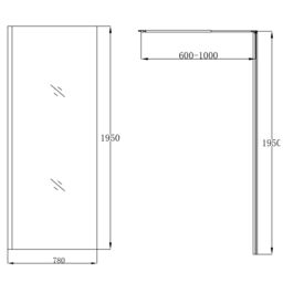 GoodHome Ledava Gloss Chrome Effect Textured Striped Pattern Walk-In Wet Room Glass Screen (H)195Cm (W)80Cm - thumbnail 8