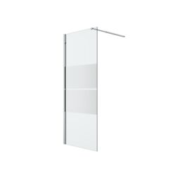 GoodHome Ledava Gloss Chrome Effect Textured Striped Pattern Walk-In Wet Room Glass Screen (H)195Cm (W)80Cm - thumbnail 2