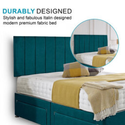 Dining Tables Oslo Matching Headboard Divan Set, 2 Drawer On Same Side With Sprung 1500 Comfort Mattress - Plush Jade - Double - thumbnail 3