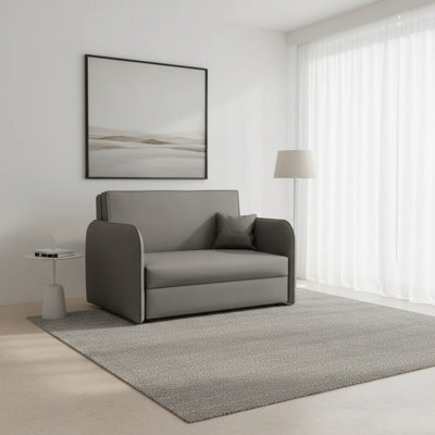 Sofa Viva Loft Ii With Sleeping Function And Storage Chipboard Metal Legs Wooden Frame 127Cm Width Grey - image 1
