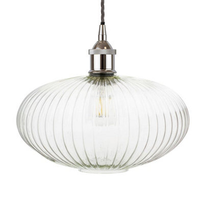 Henley Ellipse Glass Pendant Light With Small Cap - Nickel - Se Home