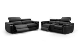 Stratus Interiors Somerville Electric Leather Recliner Sofa - Black  - Usb Charging & Cup Holders  - 3 Plus 2 Seater - thumbnail 1