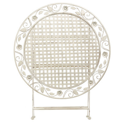 Beliani Provence Round 90Cm Off-White Foldable Iron Outdoor Table Distressed Finish - image 1