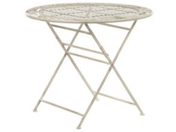 Beliani Provence Round 90Cm Off-White Foldable Iron Outdoor Table Distressed Finish - thumbnail 3