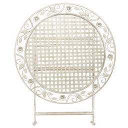 Beliani Provence Round 90Cm Off-White Foldable Iron Outdoor Table Distressed Finish - thumbnail 1