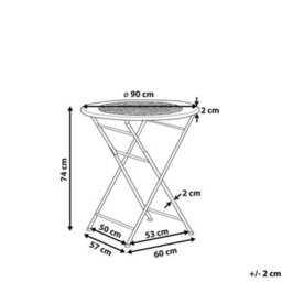 Beliani Provence Round 90Cm Off-White Foldable Iron Outdoor Table Distressed Finish - thumbnail 4