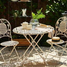 Beliani Provence Round 90Cm Off-White Foldable Iron Outdoor Table Distressed Finish - thumbnail 2