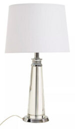 Orsina Clear Crystal Table Lamp With Chrome Base, Geometric Crystal Frame Bedside Lmap, Contemporary Table Lamp - thumbnail 1