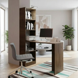 B1 Universal Desk With Shelves Storage Unit For Office And Home Dark Ash With Led Lamp - thumbnail 4