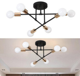 Chandelier 6 Lights Semi Flush Chandelier E27(Not Included) Base Black And Gold - thumbnail 3