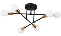 Chandelier 6 Lights Semi Flush Chandelier E27(Not Included) Base Black And Gold