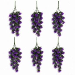 Leaf Pack Of 6 X 75Cm Artificial Purple Trailing Hanging Plant Faux Floral - thumbnail 1