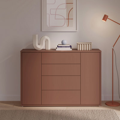 Furniture To Go Alice Springs Wide Sideboard With 4 Drawers And 2 Doors With Push-To-Open In Terracotta - image 1