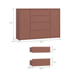Furniture To Go Alice Springs Wide Sideboard With 4 Drawers And 2 Doors With Push-To-Open In Terracotta - thumbnail 9